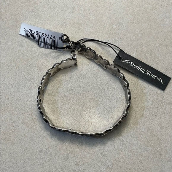 925 Silver Sterling Silver Bracelet 7-1.2" Heart X Pattern- Vintage -NWT - Picture 8 of 8